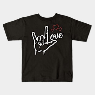 ASL I Love You Hand Heart American Sign Language Kids T-Shirt